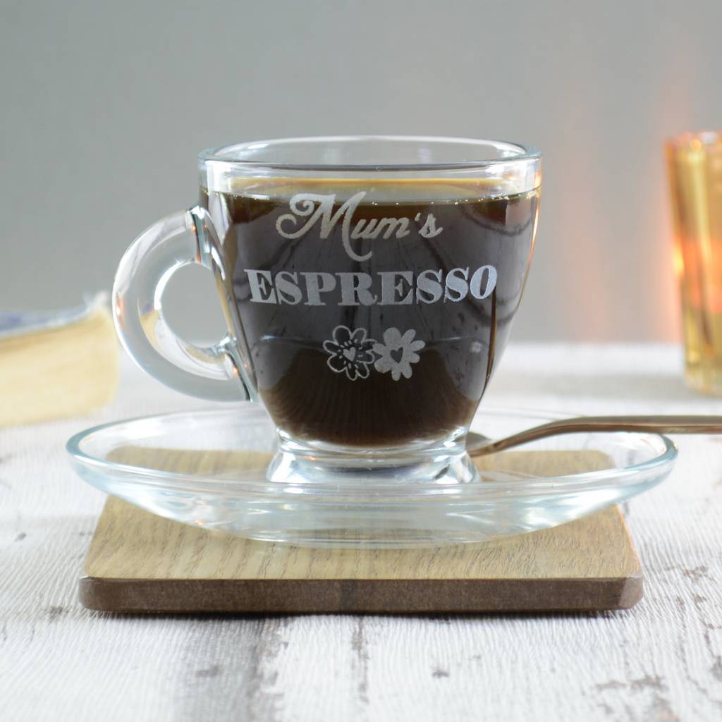 mum personalised espresso glass cup and saucer by chalk mum personalised espresso glass cup and saucer by chalk