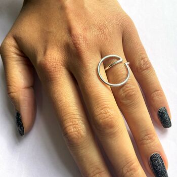 Minimal Sterling Silver Double Circle Ring, 3 of 5