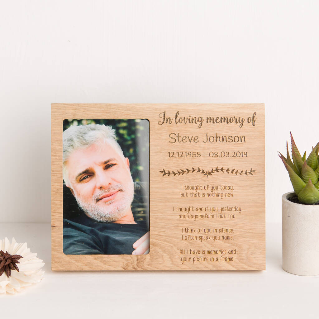 Loving Memory Bereavement Solid Oak Photo Frame By The Laser Engraving 