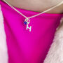 Child's Silver Plated Initial And Birthstone Necklace, thumbnail 1 of 10