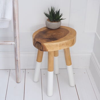 Natural Wood Stool With White Legs, 4 of 10