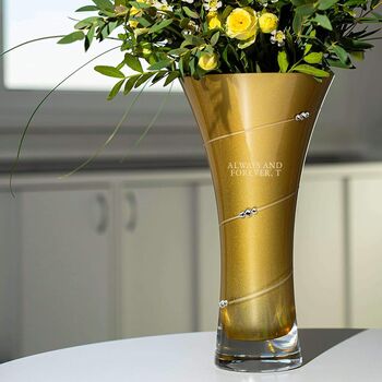 Personalised Coloured Hourglass Crystal Vase With Crystals, 10 of 12