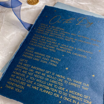 Navy And Gold Celestial Wedding Invitation, 5 of 8