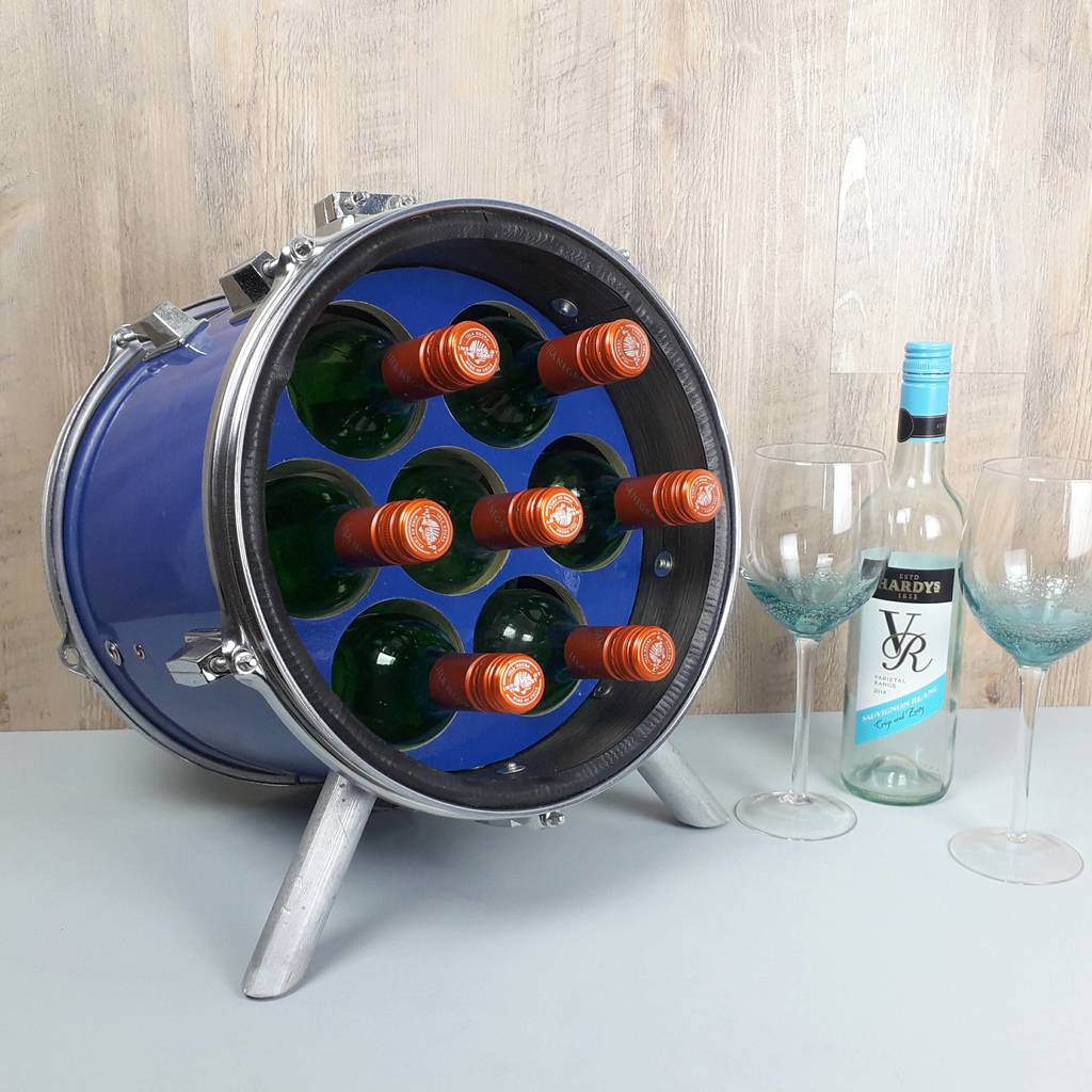 Drum Wine Rack With Lights By Vinyl Village