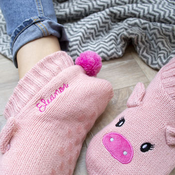 Personalised Glitter Pig Bootie Slippers, 2 of 3