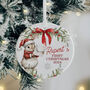 Personalised Baby's First Christmas Keepsake Ornament In Pink, Blue Or Red, thumbnail 1 of 5