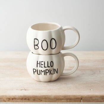 'Boo' White Ceramic Pumpkin Mug, 2 of 2