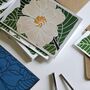 Linocut Gardenia Flower Notecards Set Of Eight, thumbnail 2 of 8