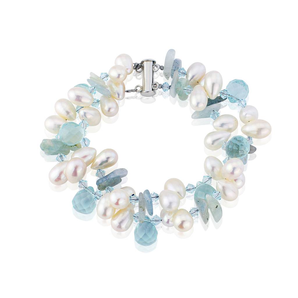 Aquamarine & Pearl Bracelet By Argent of London | notonthehighstreet.com