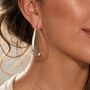 Ribbon Teardrop Curved Sterling Silver Hoop Earrings, thumbnail 1 of 11