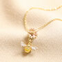 Yellow And Pink Enamel Floral Bee Pendant Necklace, thumbnail 1 of 4