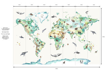 Wildlife World Map Mural Wallpaper For Children, 6 of 12