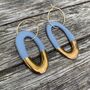 Porcelain Hoop Earrings Plated With Gold, thumbnail 4 of 8