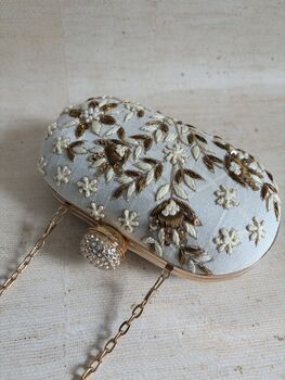 Off White Oval Floral Clutch, 11 of 11