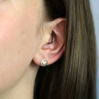 Sterling Silver Halo Heart Stud Earrings, 7 of 11