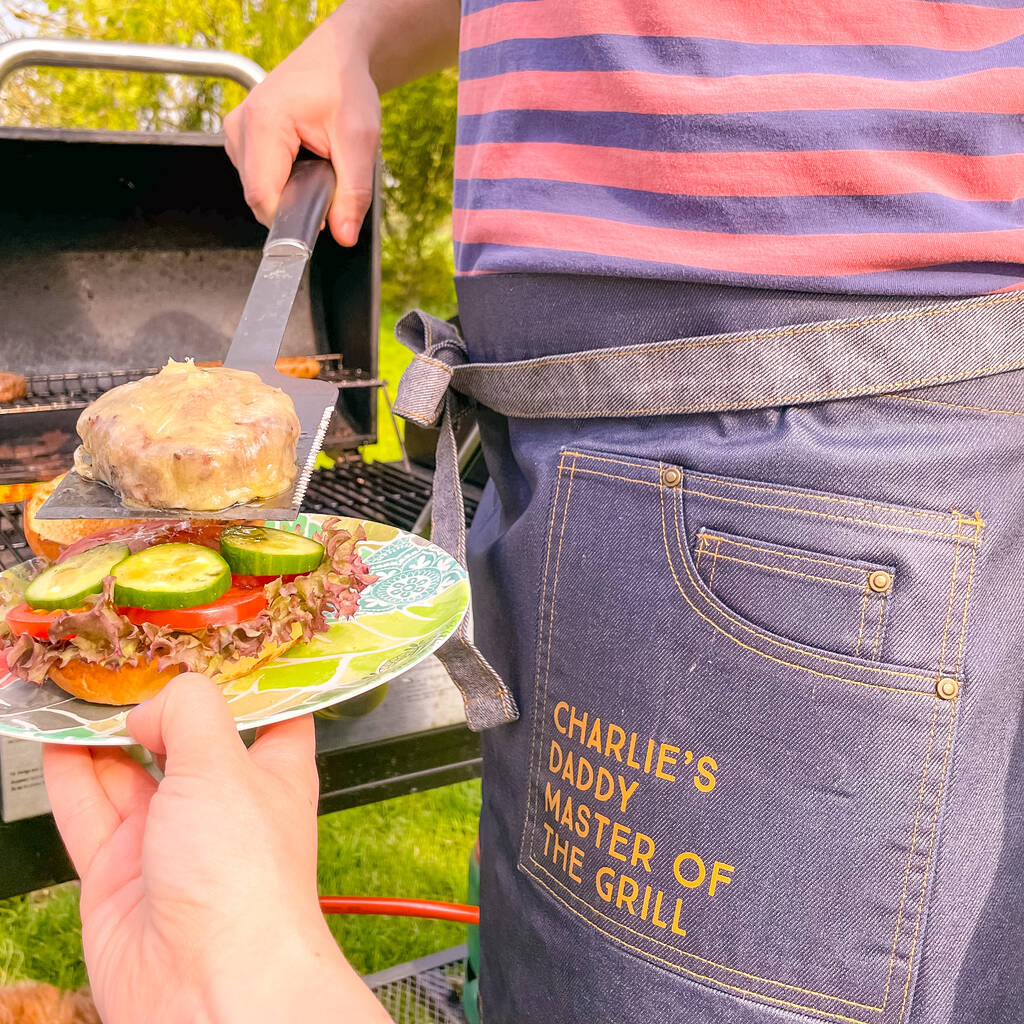 Personalised Barbecue Denim Waist Apron, 1 of 3