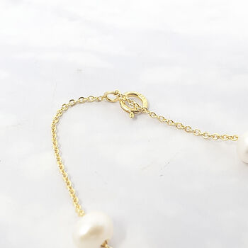 Freshwater Pearl Double Chain Wedding Bracelet Gift, 7 of 10