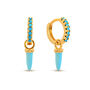 Blue Natural Stone Huggie Hoop Earrings With Horn, thumbnail 1 of 2