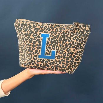 Personalised Initial Leopard Print Makeup Bag, 2 of 2