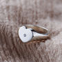 Personalised Handstamped Heart Signet Ring With Diamond, thumbnail 7 of 12