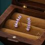 Sterling Silver Amethyst Purple Baguette Cz Stud Earrings, thumbnail 4 of 11