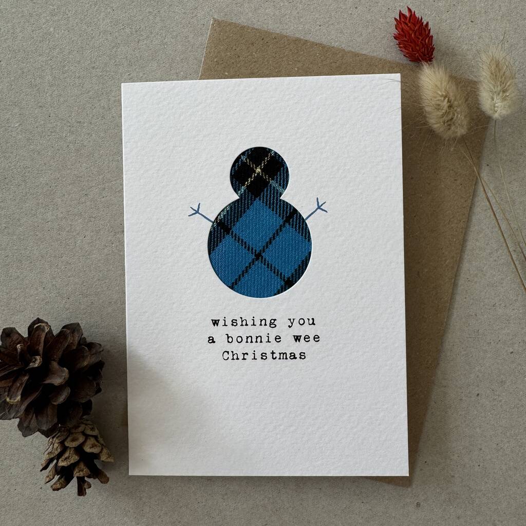 Scottish Tartan Snowman Christmas Card, 1 of 3