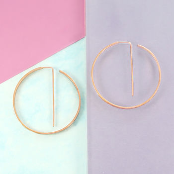 Rose Gold Plated Geometric Round Hoop Earrings, 2 of 3