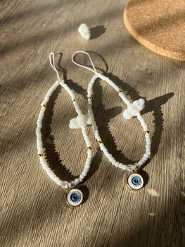 Chunky Cloud Phone Strap With Evil Eye Charm, 3 of 3