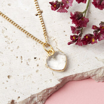 Healing Clear Quartz Heart Gemstone Silver Necklace, 10 of 10