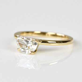 Half Moon Cut Lab Drown Diamond Engagement Ring, 2 of 9