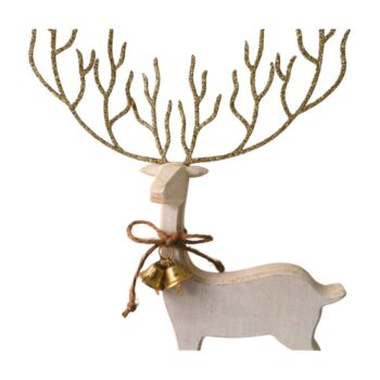 Wooden Reindeer With Sparkly Antelers, 3 of 3