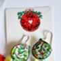 Hand Painted Brussel Sprout Face Bauble Earrings, thumbnail 5 of 11
