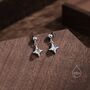 Tiny Moonstone Star Dangle Stud Earrings, thumbnail 4 of 11