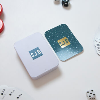 Personalised Foiled Initials Playing Cards In A Tin, 2 of 9
