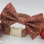 Red And Gold Holly Christmas Dog Bow Tie, thumbnail 1 of 12