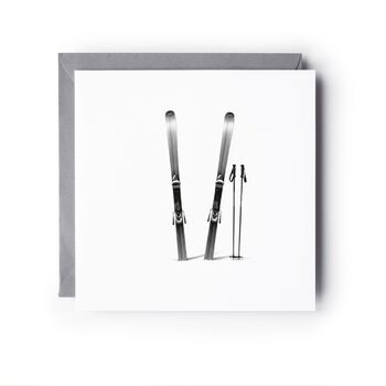 Pair Of Skis – Hand Drawn Winter Sport Greeting Card Illustration, 2 of 6