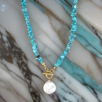 Boho Pearl And Turquoise Beaded Necklace Gift, 5 of 7