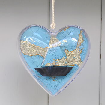 Personalised Map Sail Boat Message Heart, 5 of 12