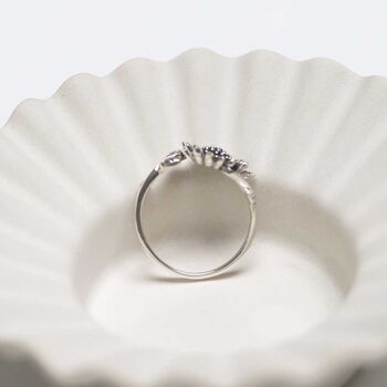 Sterling Silver Adjustable Oxidised Sunflower Ring, 5 of 11