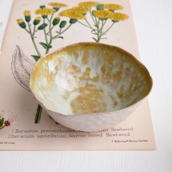 Handmade Textural Yellow Ceramic Ring Dish Bowl, 3 of 8