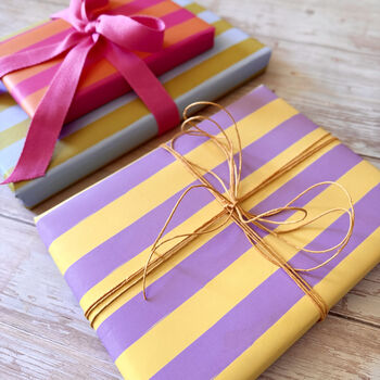 Luxury Bright Stripes Birthday Wrapping Paper, 5 of 11