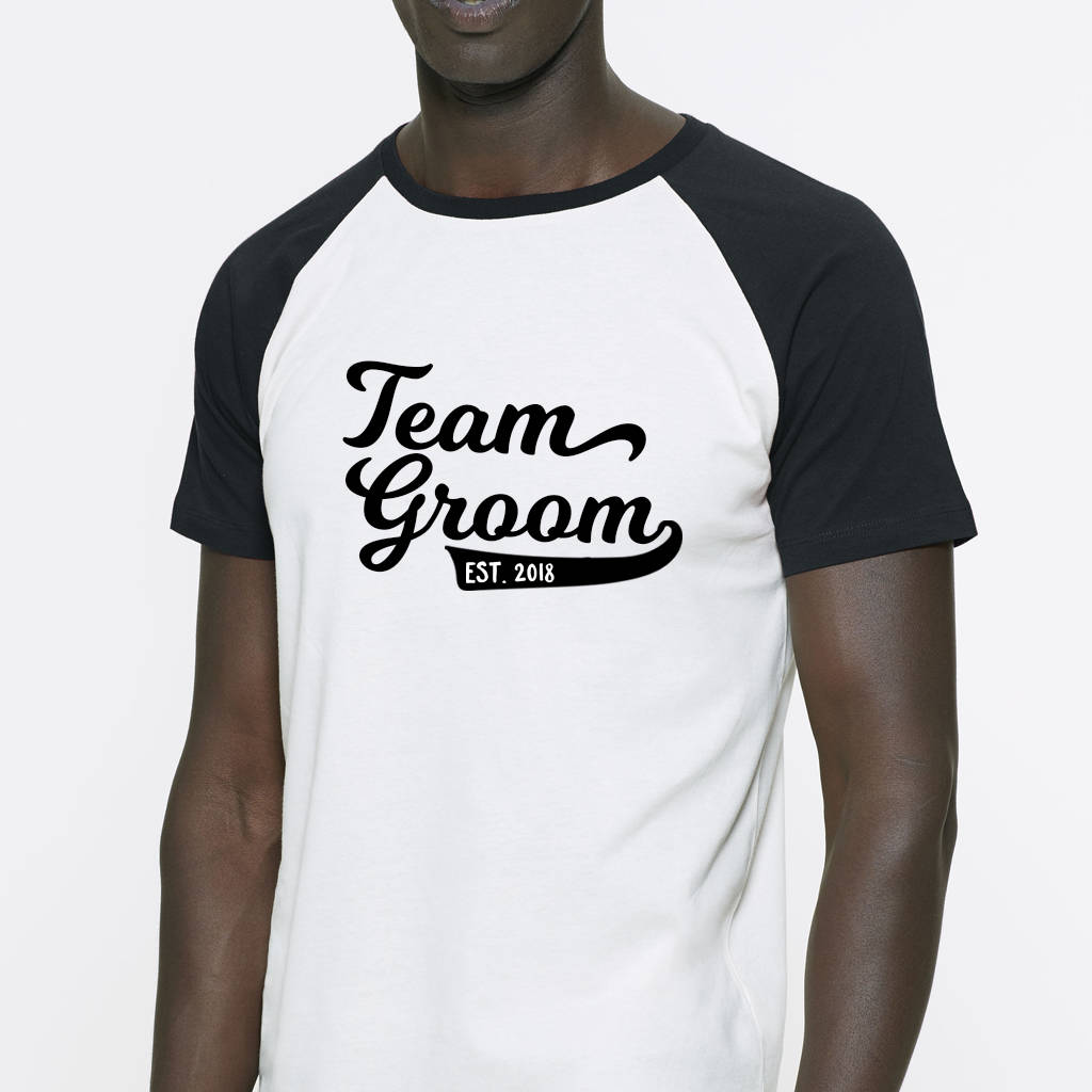 Team Groom Baseball Wedding/Stag Party Organic T Shirts, 1 of 2