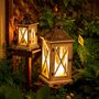 Two Vintage Distressed Wood Decorative Candle Lantern, thumbnail 3 of 7