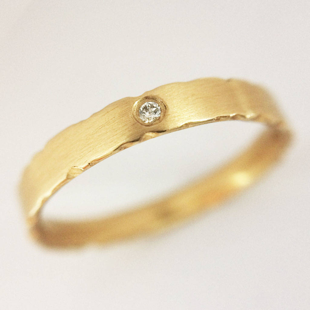9ct Gold Diamond Ring With Nibbled Edges, 1 of 3