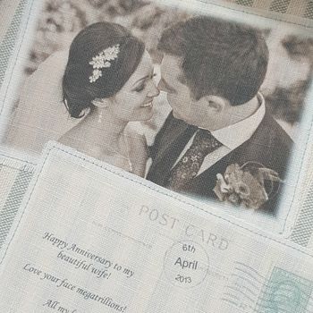 Personalised Linen Anniversary Fabric Postcard, 7 of 8
