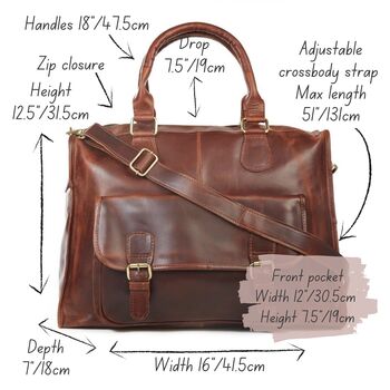 Brown Leather Women's Luxury Travel Bag, 5 of 5