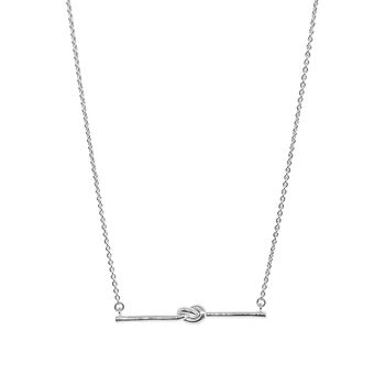 Sterling Silver Bar And Chain Friendship Knot Necklace, 3 of 5