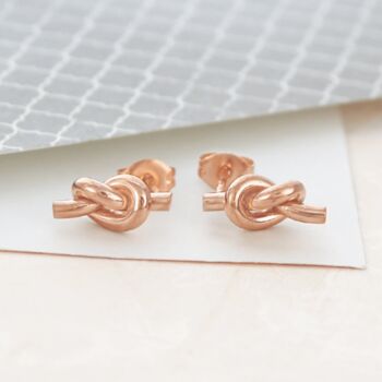 Gold Friendship Knot Stud Earrings, 3 of 7