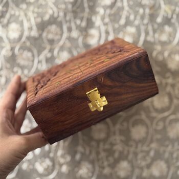 Wooden Jewellery Storage Box, Indian Trinket Box, 7 of 12