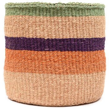 Reli: Green And Purple Stripe Woven Storage Basket, 5 of 9